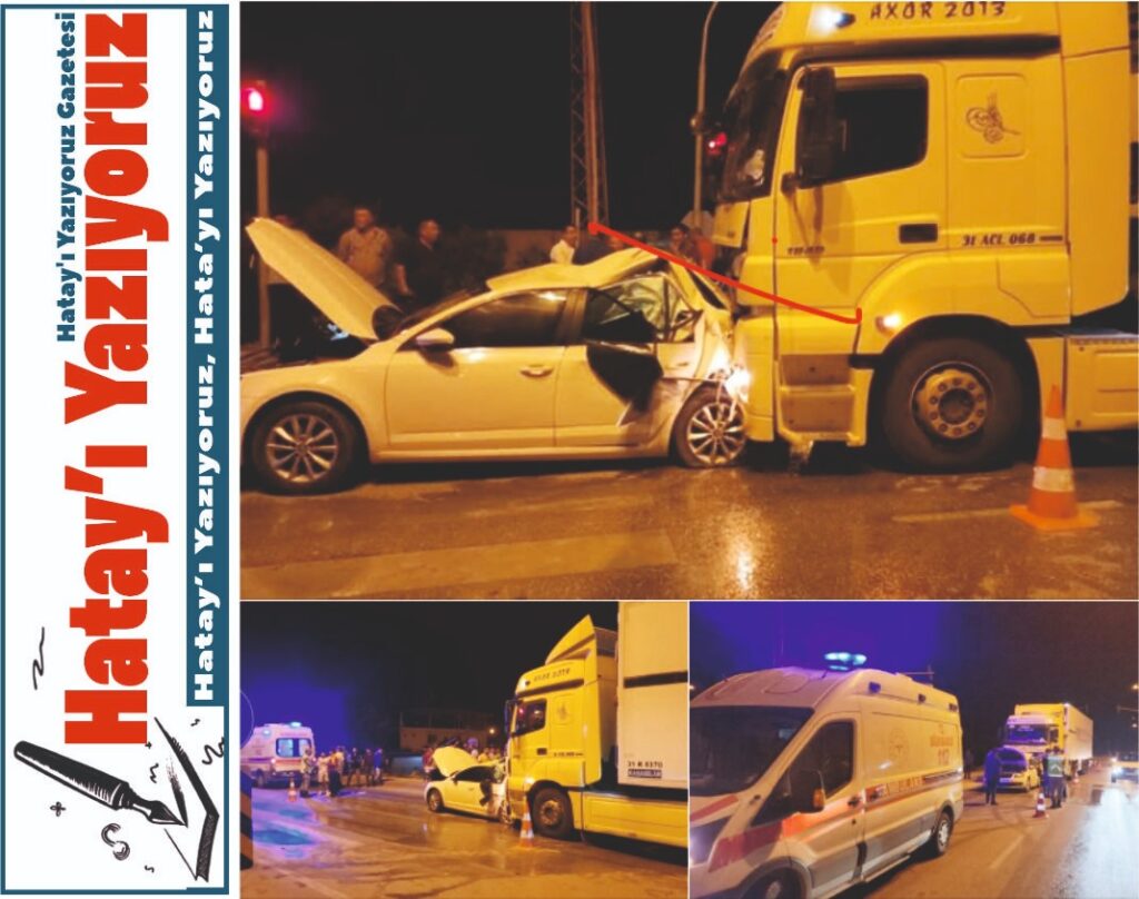 TIR OTOMOBİLE ÇARPTI