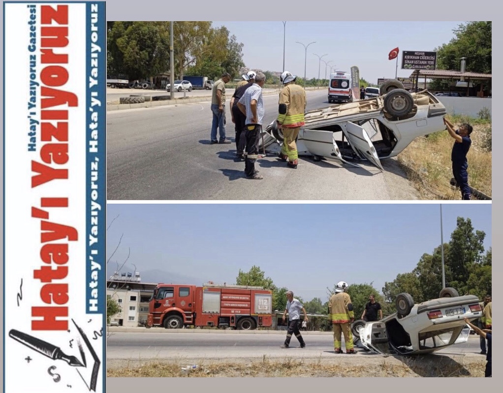 TERS DÖNEN OTOMOBİLDEKİ 2 KİŞİ YARALANDI