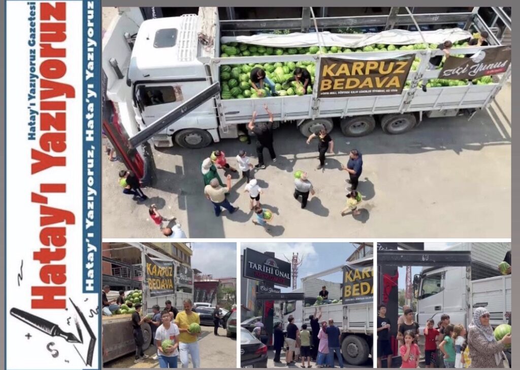 HAYIRSEVER ESNAF, 20 TON KARPUZU 1 SAAT İÇİNDE VATANDAŞLARA BEDAVA DAĞITTI
