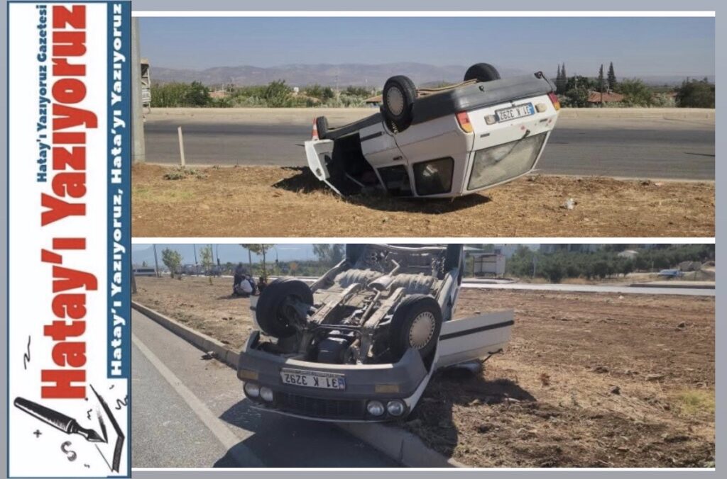 TAKLA ATARAK TERS DÖNEN OTOMOBİLİN SÜRÜCÜSÜ YARALANDI
