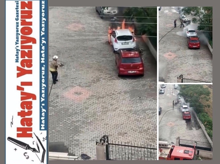 PARK HALİNDEKİ OTOMOBİL ALEV ALEV YANDI