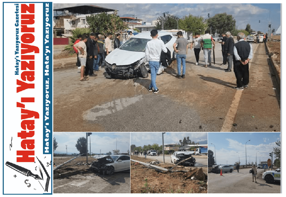 HASSA’DA TRAFİK KAZASI! İKİ OTOMOBİL KAVŞAKTA ÇARPIŞTI!